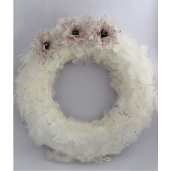 Suspension couronne avec plumes et fleur 60 cm 