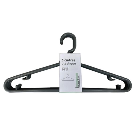 6 cintres plastiques argent - KB8