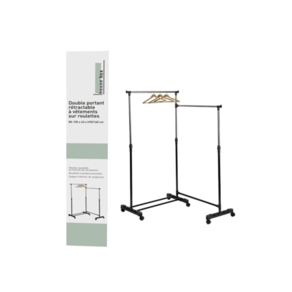 Portant à vêtement extensible métal/plastique 83 x 43 x 155 cm - KB8