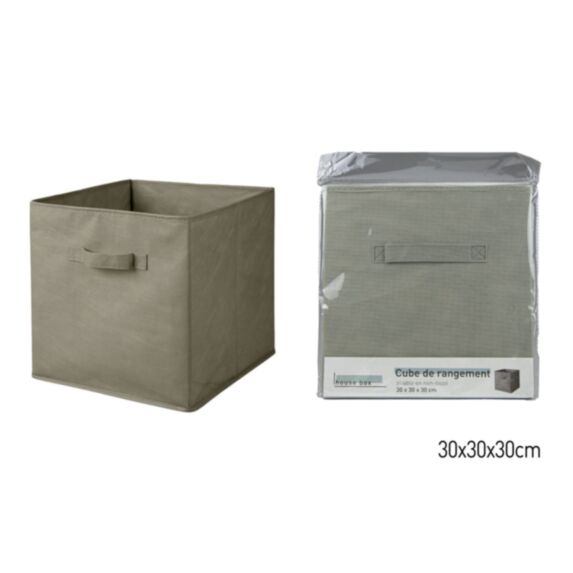 Cube de rangement pliable taupe 30 x 30 x 30 cm - KB8