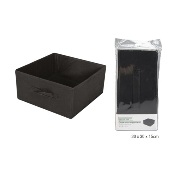 Cube de rangement pliable noir 30 x 30 x 15 cm - KB8