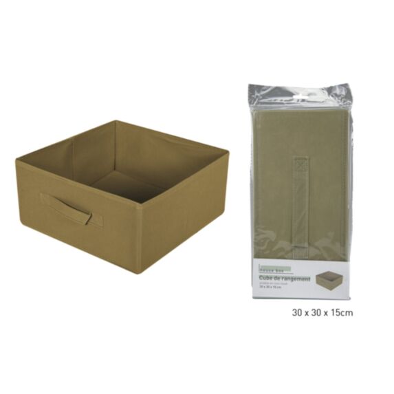 Cube de rangement pliable vert olive 30 x 30 x 15 cm - KB8