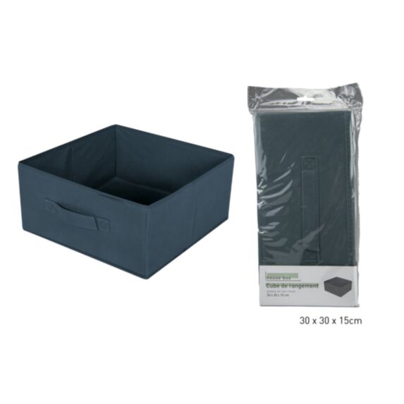 Cube de rangement pliable bleu pétrole 30 x 30 x 15 cm - KB8
