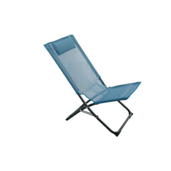 Chaise relax Naiade en acier gris foncé/texaline bleu acier