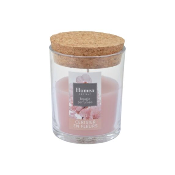 Bougie en pot couvercle Essentiel cerisier en fleurs Ø7 x H9 cm - HOMEA