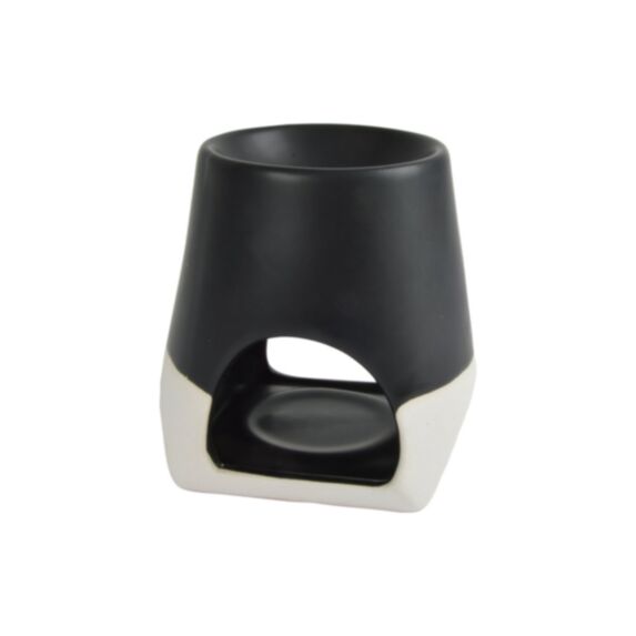 Brûle-parfum céramique cheminée Ø10 x 10,5 cm noir/naturel - HOMEA