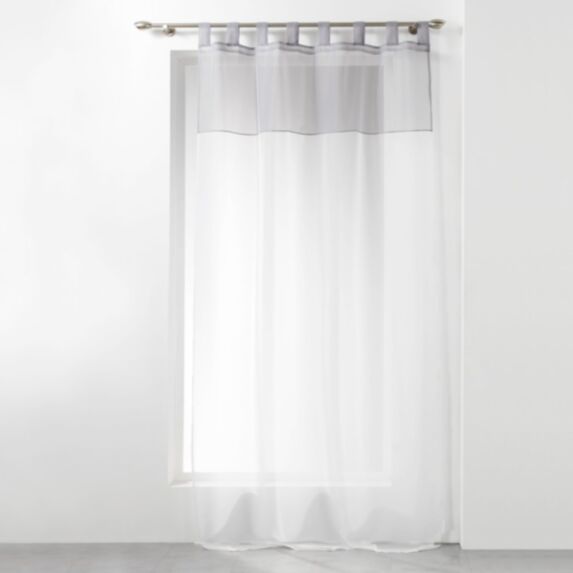 Voilage à passants suspendus 135 x 240 cm bicolore blanc/gris - D.D'INTERIEUR