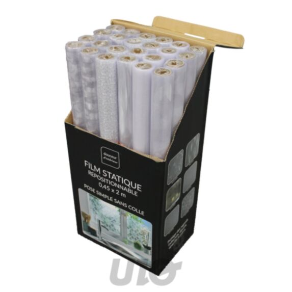 Film statique repositionable 0.45 x 2 m PVC 6 designs assortis - D.D'INTERIEUR