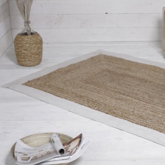 Tapis jute Sea Side 170 x 120 cm coton/jute écru - MAISON LEFEBVRE