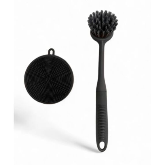 Set brosse et éponges de nettoyage silicone noir - UTILITY