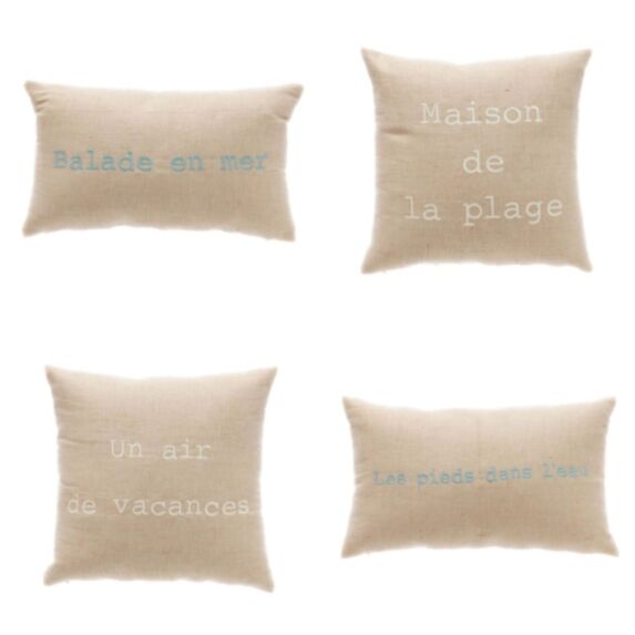 Coussin Sea Side 30 x 50 ou 40 x 40 cm jute/coton lavé assortiment - MAISON LEFEBVRE