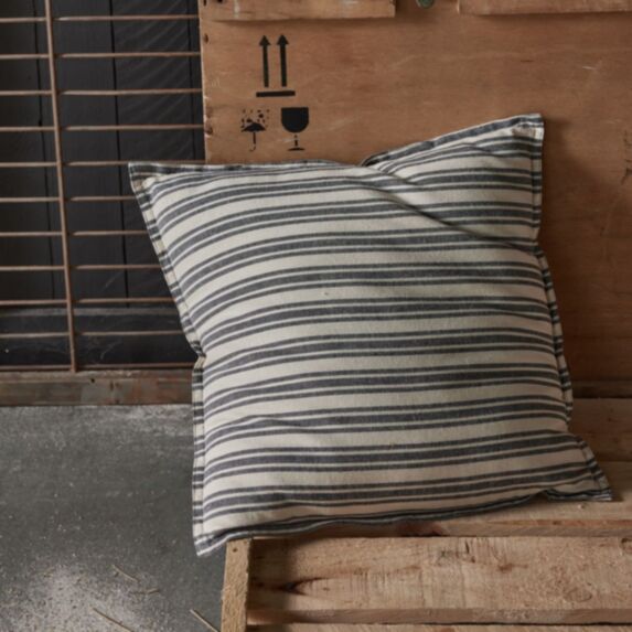 Coussin Cabane de la plage 45 x 45 cm coton lavé rayures - MAISON LEFEBVRE