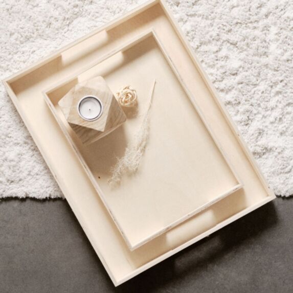 Set de 2 plateaux rectangulaires Simplicity bois naturel - LA FACTORY