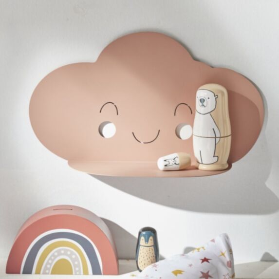 Etagère métal La tête dans les nuages 45 x 12 x 24 cm rose - TODAY