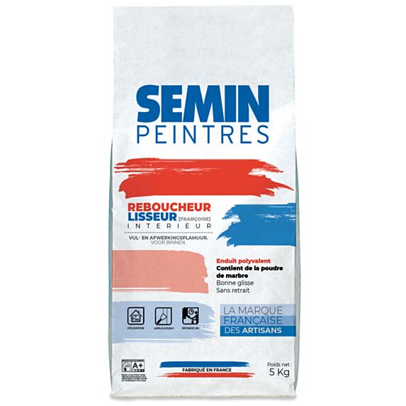 Enduit de rebouchage intérieur tous travaux sac 5 kg - SEMIN