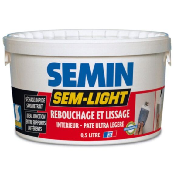 Enduit de rebouchage lissage intérieur en pâte allégée 0,5 L - SEMIN