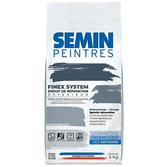 Enduit de rebouchage et lissage extérieur tous supports sac 5 kg - SEMIN