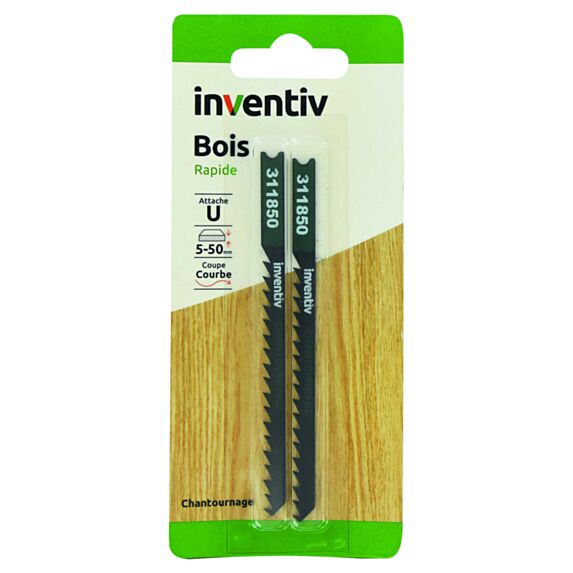 2 lames de scie sauteuse U bois chantournage CP5-50 mm - INVENTIV