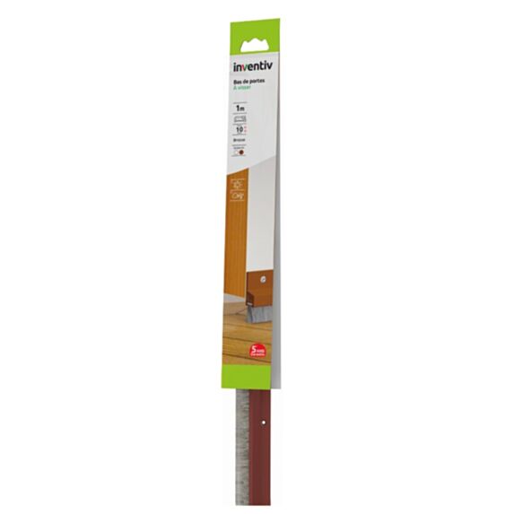 Bas de porte isolant à brosse douce à visser 1m Marron - INVENTIV