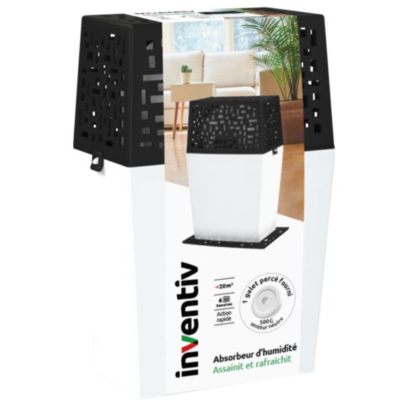 Absorbeur d'humidité Médium + 1 recharge galet percé 500gr - INVENTIV