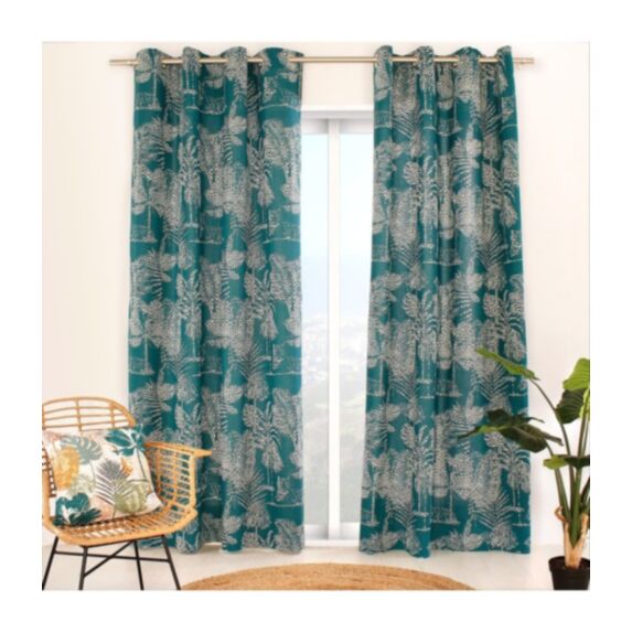 Rideau imprimé Sumatra 140 x 240 cm emeraude - DECOSTARS