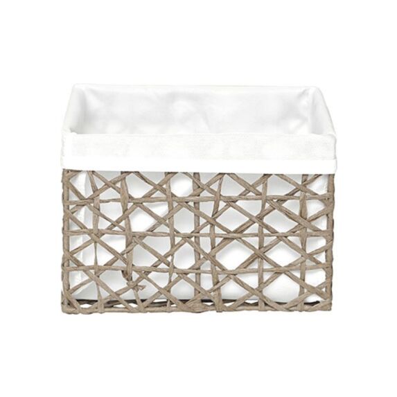 Panier en papier taupe/tissu blanc très grand - TENDANCE