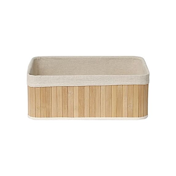 Panier rectangulaire de rangement - bambou/tissu lin