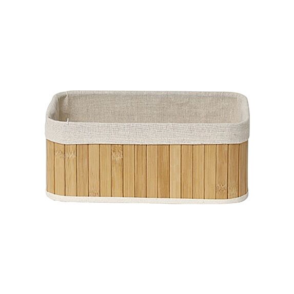 Panier rectangulaire modèle moyen - bambou/tissu lin