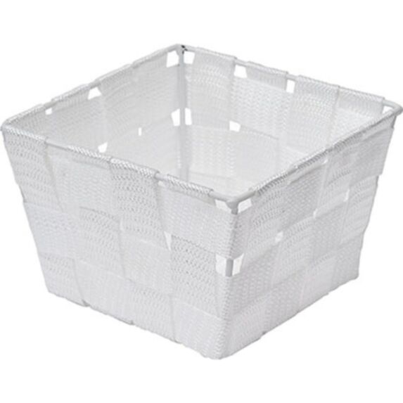 Panier polyester 14 x 14 x 9 cm blanc - TENDANCE