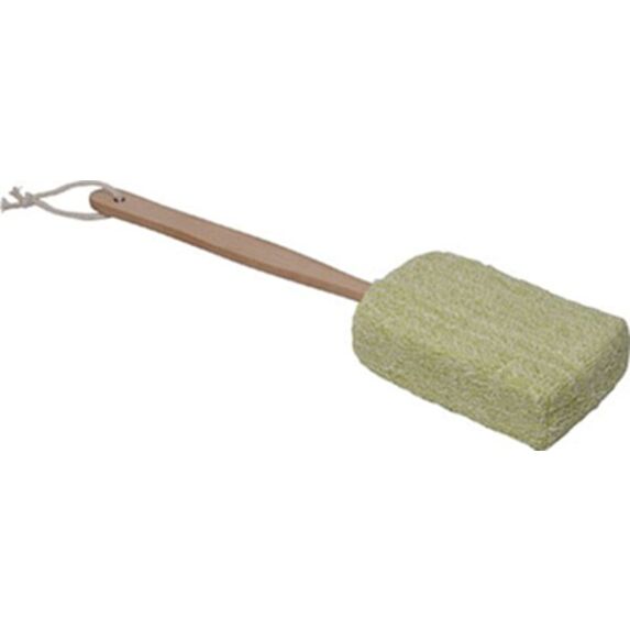 Éponge de bain ramie manche bois blanc/vert - TENDANCE