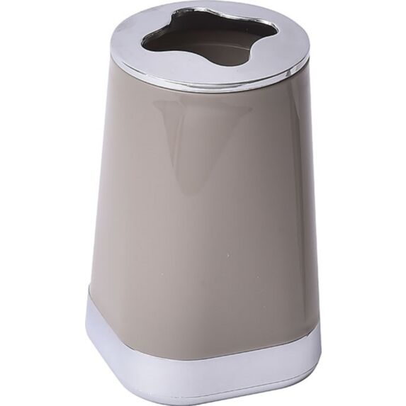 Porte brosse à dents rond base carrée chromée - taupe