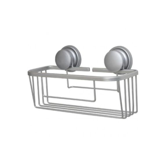 Panier rectangulaire aluminium chromé à ventouses - TENDANCE