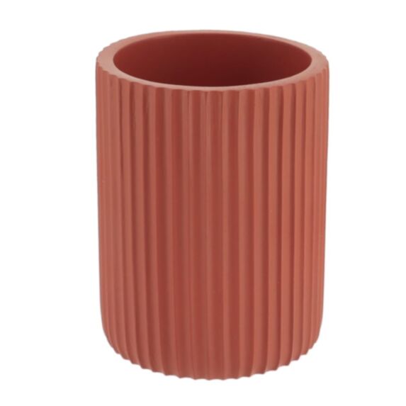 Gobelet strié polyrésine arrondi terracotta - TENDANCE