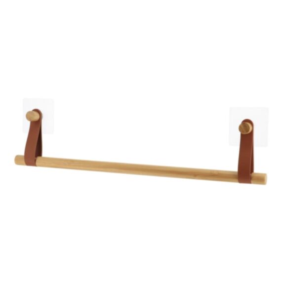 Porte-serviettes simple bambou/cuir caramel