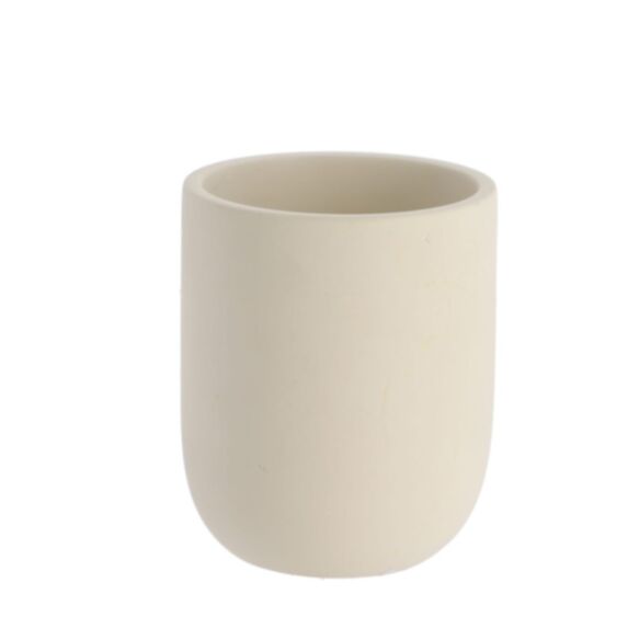 Gobelet polyrésine arrondi beige aspect brut - TENDANCE