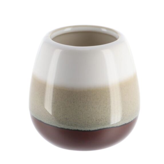 Gobelet grès rond tricolore marron/beige - TENDANCE