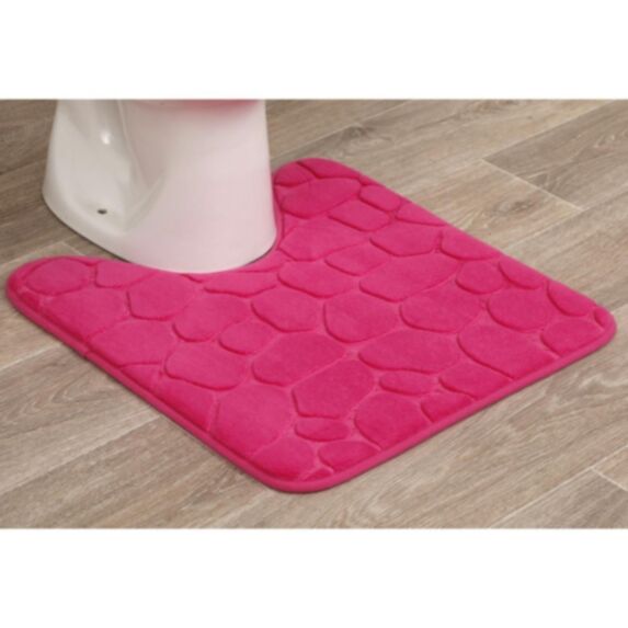Tapis contour WC mémoire de forme galet 45 x 50 cm fuschia