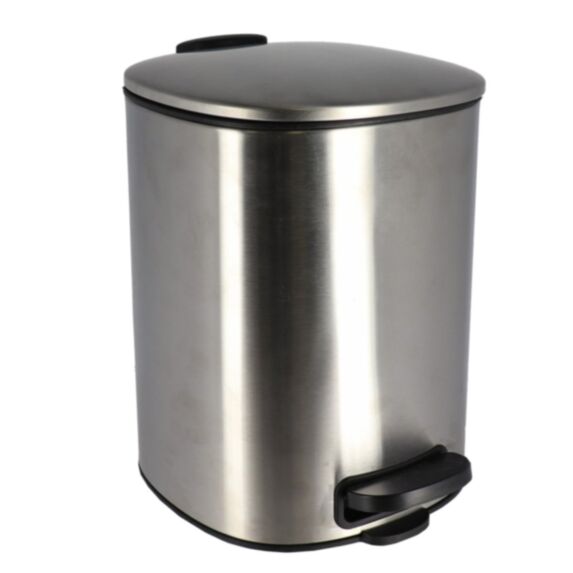 Poubelle métal carrée 5 L frein de chute à pédale chrome - TENDANCE