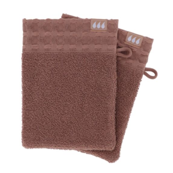 2 gants de toilette 15 x 21cm 100% coton caramel - TENDANCE
