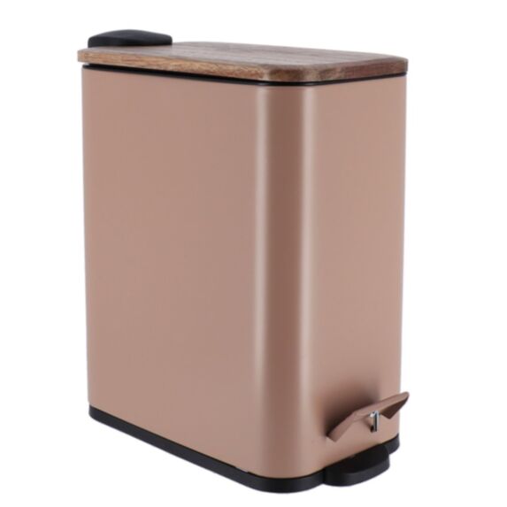 Poubelle métal rectangulaire 5L acacia/caramel - TENDANCE