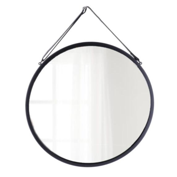Miroir à suspendre métal Ø38 cm noir - TENDANCE