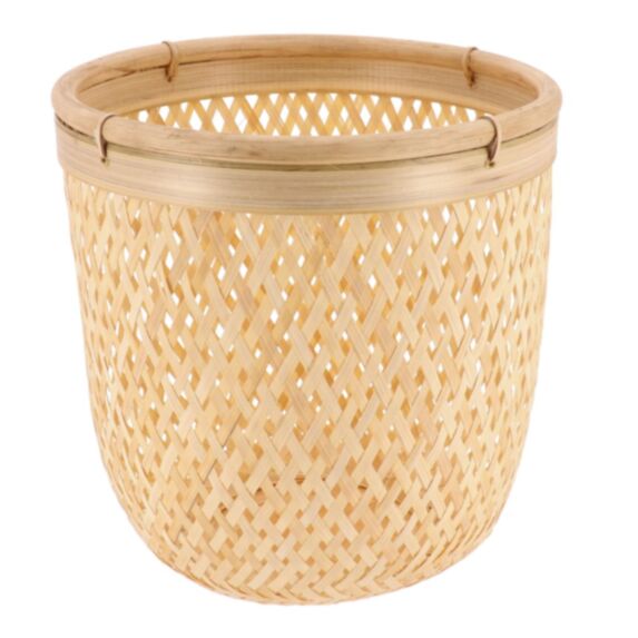Panière à linge ronde rotin/bambou 30 x 31 cm - TENDANCE