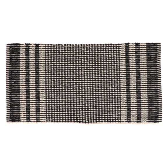 Tapis microfibre/coton 45 x 90 cm Japandi noir/beige - TENDANCE