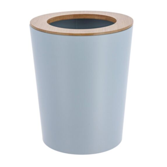 Poubelle en métal évasée 5L bambou/bleu clair - TENDANCE