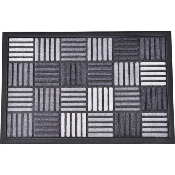 Tapis Caroll nylon/caoutchouc gris - 60 x 40 