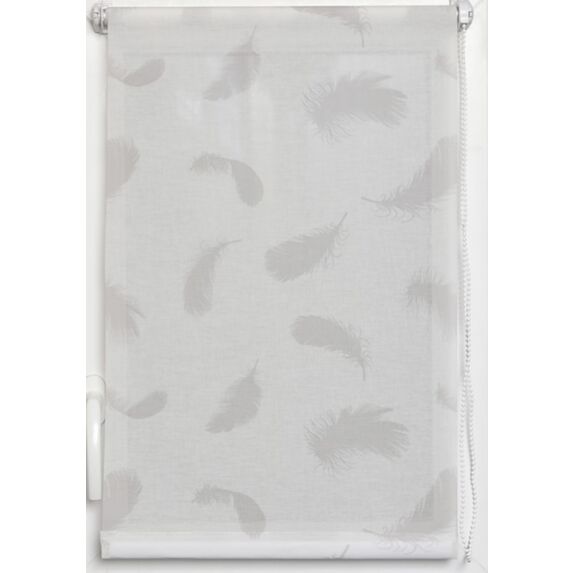 Store enrouleur tamisant imprimé plumes 60x180cm blanc