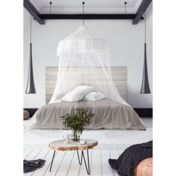 Ciel de lit moustiquaire 2 personnes Ø135 cm x 2,70 m blanc