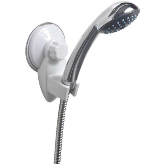 Support douchette ABS/PVC sur ventouse - blanc