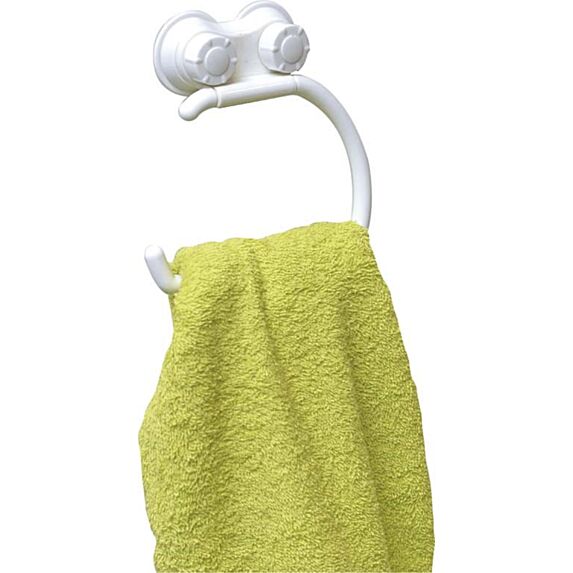 Porte serviettes forme arrondie sur ventouses - blanc