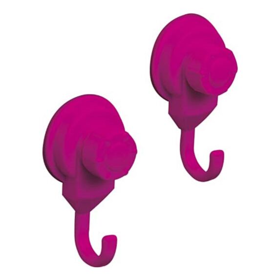 Set de 2 crochets  sur ventouses - fuchsia